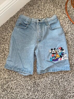 Vintage 90s MICKEY UNLIMITED Jerry Leigh Blue Denim Shorts w/ Disney size 14